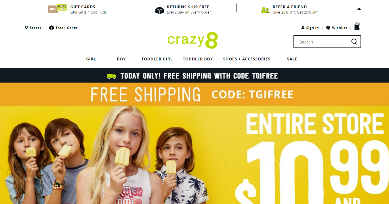 crazy 8 shop online